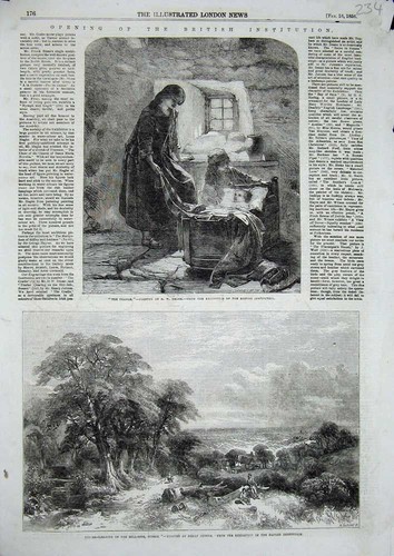 Original old antique print - old,