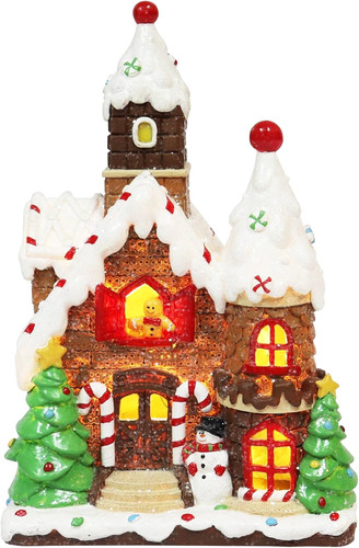 Lighted gingerbread house - lighted,