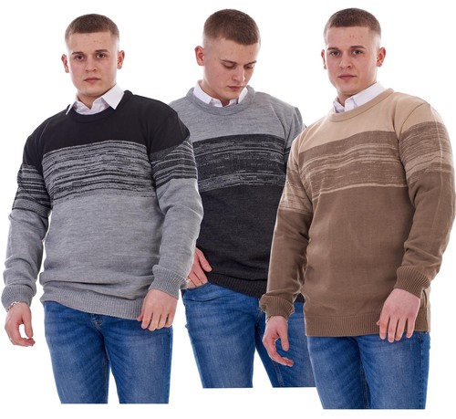 Mens knitted jumper - crew, neck