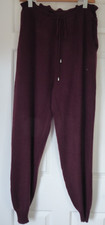 M&S Autograph Pure Cashmere Tapered Ankle Grazer  Burgundy Joggers Size XL
