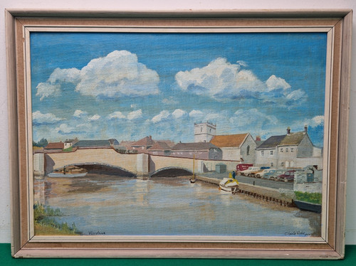 Framed wareham bridge oil - framed, on