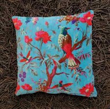 Turquoise Velvet bird Cushion