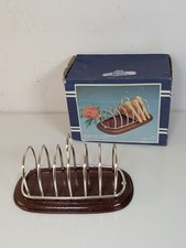 Royal Warwick  Silver Plated Wooden Base Toast Rack Made in England Boxed