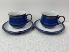 Denby Imperial Blue 2 x Cups & Saucers Superb Condition