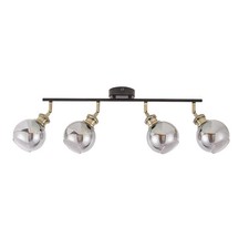 LED Spotlight Bar 4 Way Industrial Round Glass Shades Kitchen Dining Room Modern