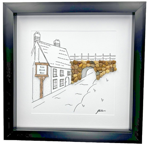 Handmade pebble art pub gift - pub,