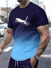 Animal T-Shirts for Men 3d Print T-Shirt Mens Sports T-Shirt Medium Blue Size M