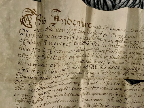 Vellum indenture document - vellum,