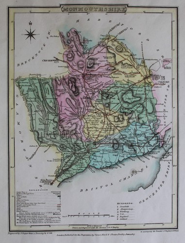 Monmouthshire antique map - monmouthshire,,