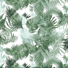 Tonal Tropical Leaves 100% Cotton Poplin Jungle Leaf Printed Fabric - Green Hues