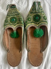 Wedding Shoes Indian Handmade Men Leather Jutties Mojaries Khussa UK 6