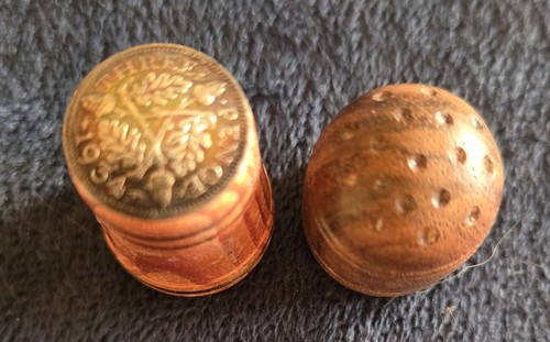Vintage wooden thimble - vintage,