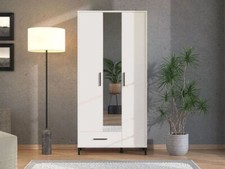 Orkney White 3 Door Shallow Depth Hallway Mirrored Wardrobe for Small Spaces