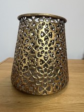 Large vintage brass hurricane lamp With Lip candle holder vase Christmas floral