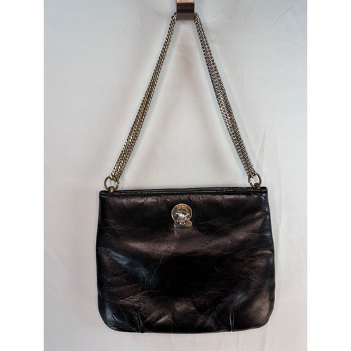 Vintage black leather lion - black,