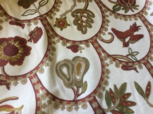 Crewel work curtain fabric - work,