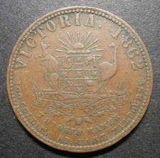 Australia token - Victoria penny 1862 invino veritas Stokes of Melbourne 34.1mm