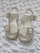 Girls White Sandals With Gold