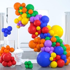 PartyWoo Rainbow Balloon Garland, 102 pcs Assorted Colour Balloons Different Si