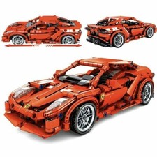 New B-Stock Custom Red Sports Car  Pull Back Construction Building Blocks Toy