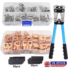 Heavy Duty Battery Cable Crimping Tool Wire Lug Crimper Terminal Copper Lugs Kit