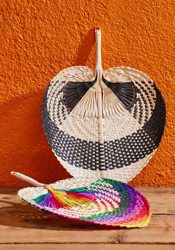 Bamboo fan rainbow - fan, stripe