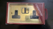 Cheriton By Hamilton 13 Amp Wall Double Plug Socket 2 Gang. Brass