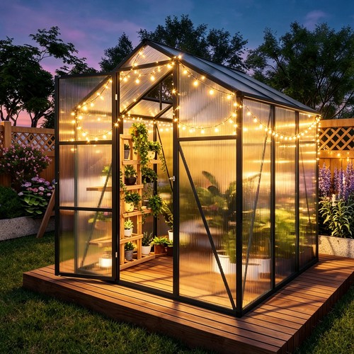 6x6ft polycarbonate greenhouse - 6x6ft,