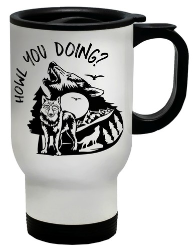 Wolf lover travel mug howl - travel,