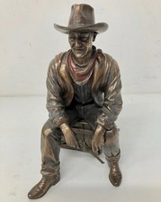 Bronze Cowboy Sculpture Western Art Figurine Cowboy Hat Detailed Design