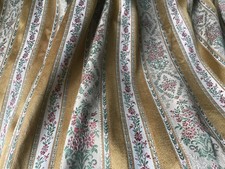 Vintage Huge Regency Stripe Curtain with Floral Pattern, Interlined, L192 W352