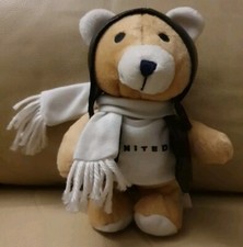 Vintage Retro Aviator Pilot Bear United Airlines Teddy Leather Look Jacket Hat