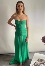 HERVE LEGER Dress Green Maxi Bandage Bandeau Body Has Train Zip Closure
