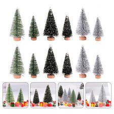  12 Pcs Tiny Tree Decoration Artificial Pine Needles Xmas Festival Decorations