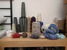 Rug Yarn Tuft LOT Cone Bundle Wool Carpet blue purple white green ecru cotton 