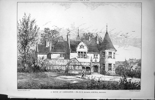 Antique print exterior house - exterior,