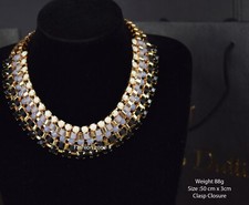 NEW FASHION WOMEN JEWELRY BLACK CREAM GOLD GRAY CHAIN NECKLACE GIFT N 138 UK