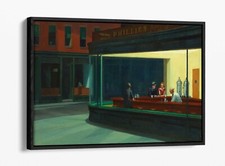 EDWARD HOPPER, NIGHTHAWKS -FLOAT EFFECT CANVAS WALL ART PRINT- FAMOUS PAINTING