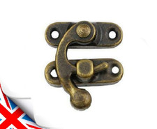 Vintage Small Hook Brown Hasp Door Wood Box Catch Latch Craft Decoupage Chest