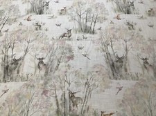 VOYAGE MAISON Enchanted Forest Linen Fabric,Upholstery/Curtains/Crafts.Stag/Fox