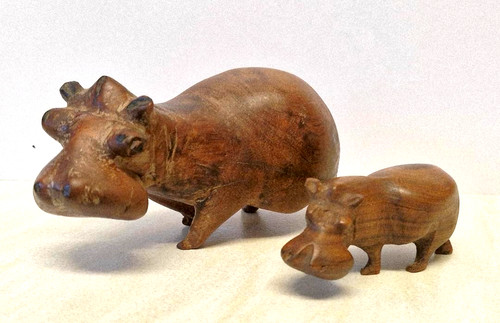 Vintage wooden hippos mother - wooden,