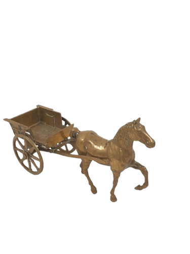 Vintage brass horse and - vintage, cart