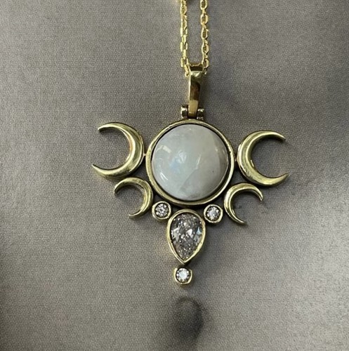 Triple moon pendant necklace - triple,