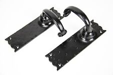 Cottage Lever Latch Door Handle Set - Hammered Black - Internal and External