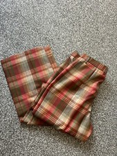 Vintage Mulberry Brown Tartan Check Rocket Wool Trousers 10 Wide Leg