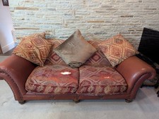 Tetrad Eastwood Midi 3-Seater Brown Leather & Kilim Upholstery Sofa