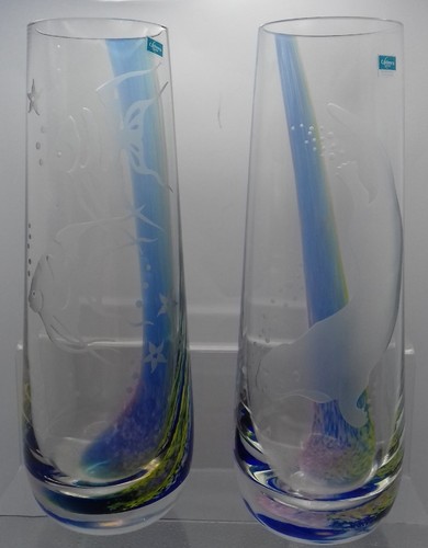 Caithness etched blue green - etched, blue/green