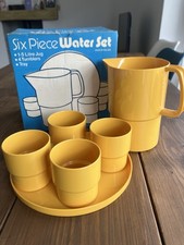 Vintage Sarvis Finland Melamine Dinnerware Jug Tray Stacking Cups Boxed 6pc