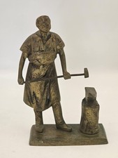 Vintage Solid Brass Blacksmith with Anvil and Hammer - 14cm x 6cm x 19cm.