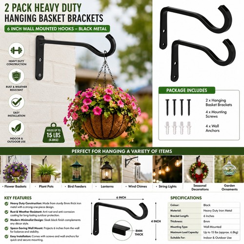 2pack hanging basket - bracket, 6